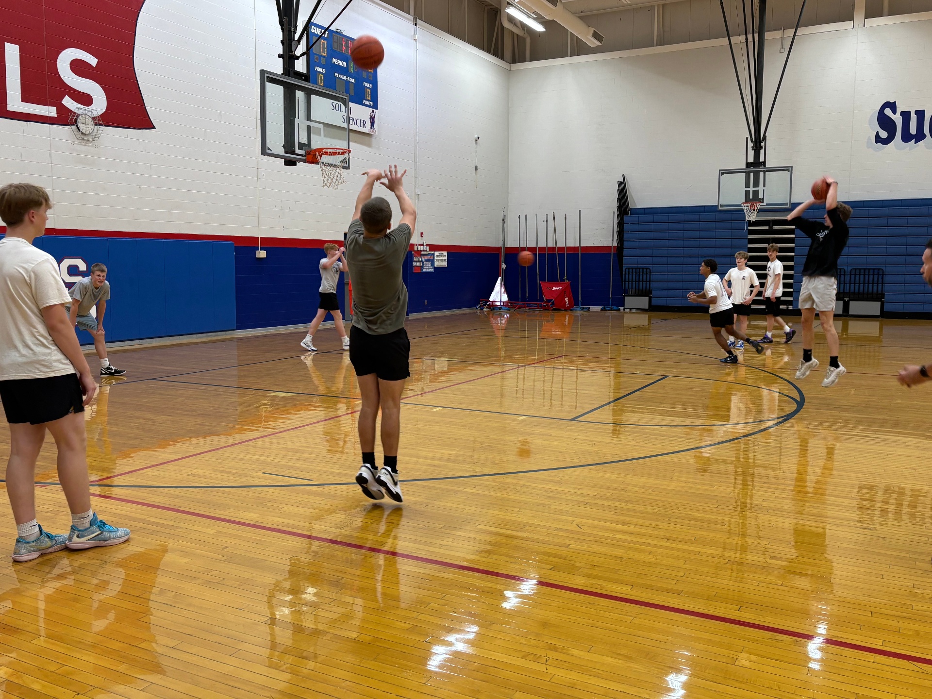 Shooting drill across the gym